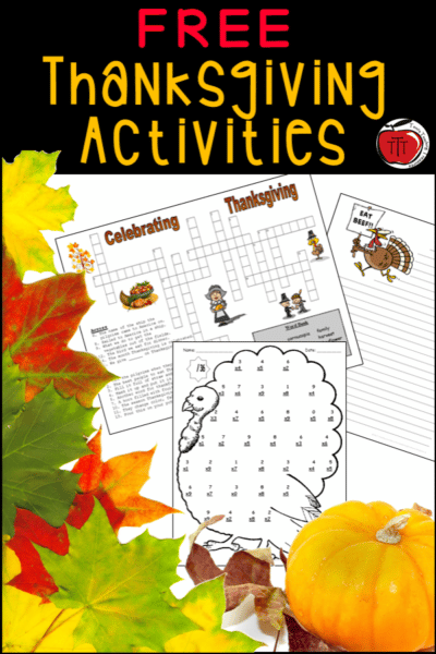 Free Thanksgiving Worksheets for 3rd grade, 4th grade, and 4th grade Terri's Teaching Treasures