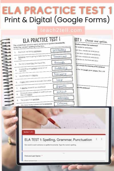 ELA Practice Test Free For 3rd, 4th, and 5th Grade