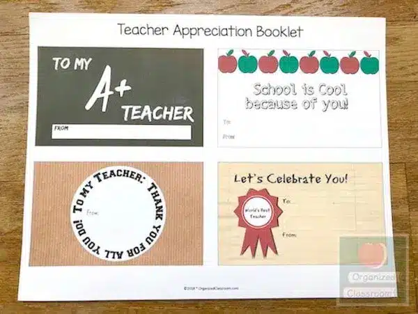 Teacher Appreciation Booklet
