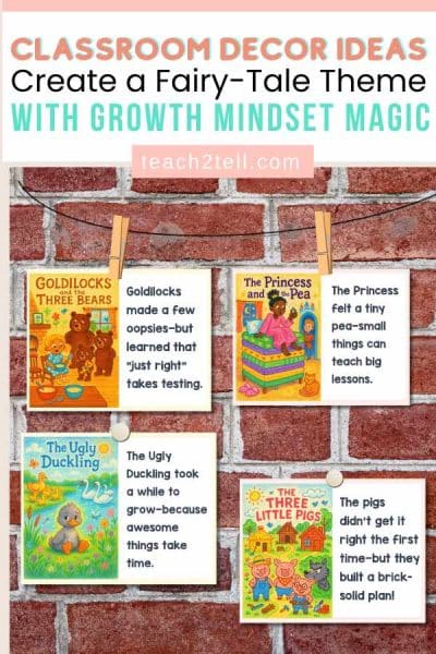 Fairytale Decor Ideas for Classroom + Growth Mindset Posters for Display