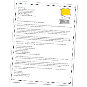 Robotics Club Fundraising Letter Template