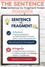 Free Sentence vs Fragment Anchor Chart — Classroom Poster Printable