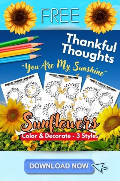 Thankful Thoughts - Sunflowers "You Are My Sunshine" Printable Sunflower Templates for K–5 | Fall Classroom Activity | SEL & Gratitude Writing