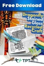 Free – Eco-friendly dragonfly craft using recycled plastic and fun insect facts for students!