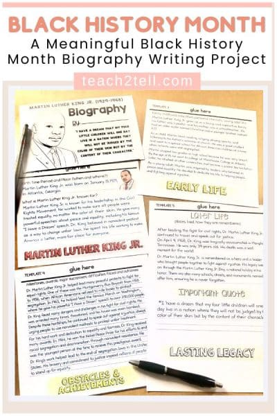 Black History Month biography writing project with guided templates to help students research and write biographies.