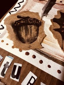 Design and create a three-panel art book using found or recycled materials, then turn it into a nature-inspired journalusing mixed media.