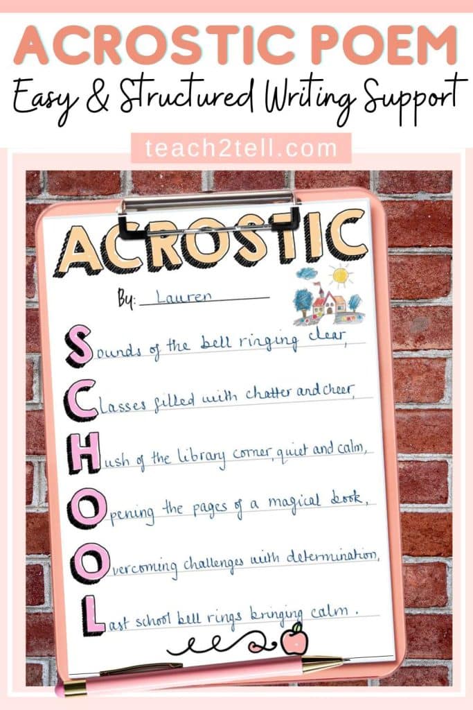 Acrostic poem template worksheet for kids structured poetry writing activity elementary