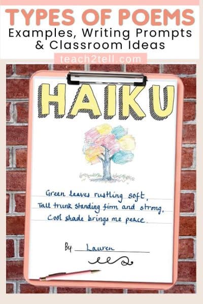 Haiku poem example for kids simple poetry writing activity elementary classroom